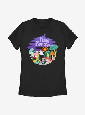 Disney Alice Wonderland Hatter Time For Tea Womens T-Shirt