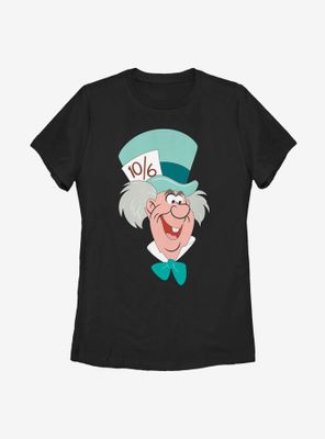 Disney Alice Wonderland Mad Hatter Big Face Womens T-Shirt
