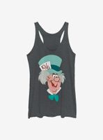 Disney Alice Wonderland Mad Hatter Big Face Womens Tank Top