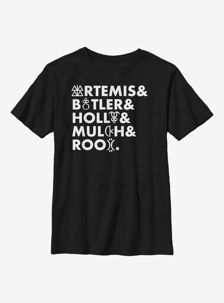 Disney Artemis Fowl Gnomish Name Stack Youth T-Shirt