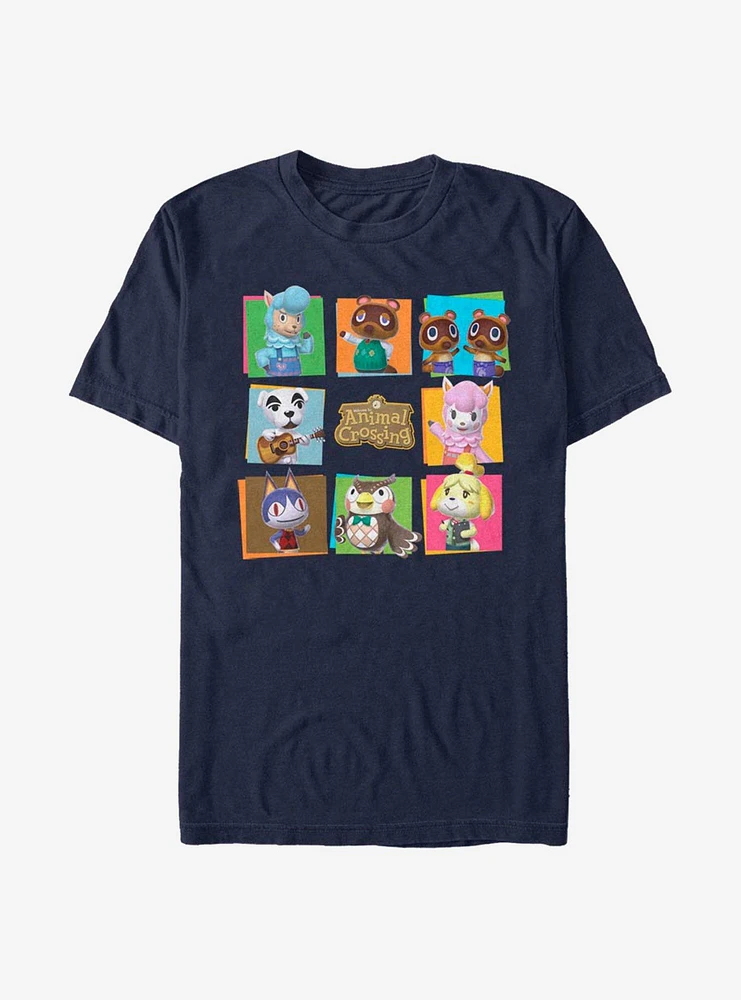 Extra Soft Nintendo Animal Crossing 8 Character Paste Up T-Shirt