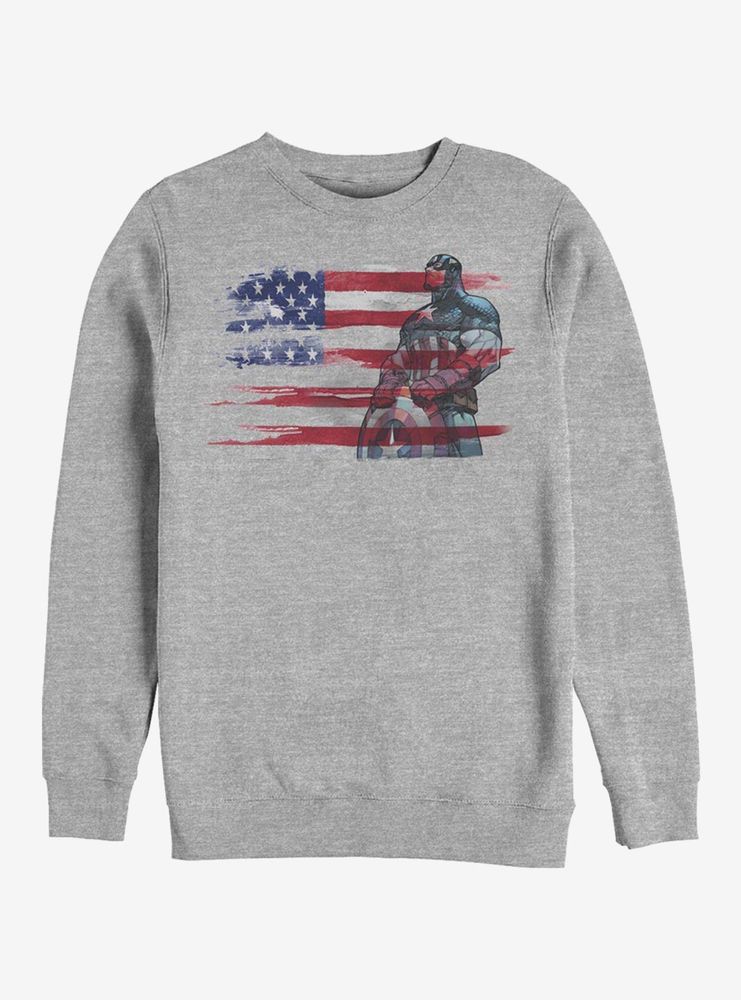 Marvel Captain America Watercolor Flag Sweatshirt