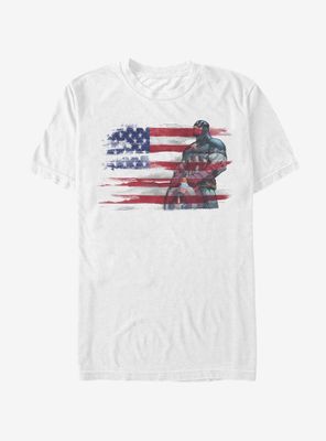 Marvel Captain America Watercolor Flag T-Shirt