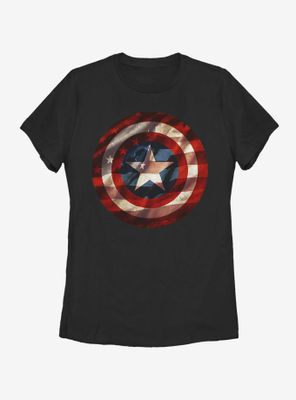 Marvel Captain America Flag Shield Womens T-Shirt