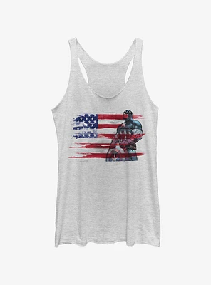 Marvel Captain America Watercolor Flag Womens Tank Top
