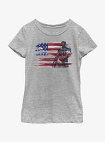 Marvel Captain America Watercolor Flag Youth Girls T-Shirt