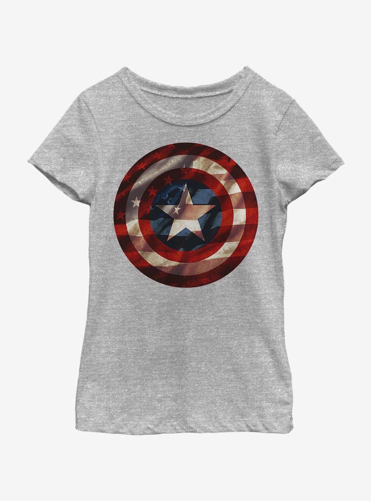 Marvel Captain America Flag Shield Youth Girls T-Shirt