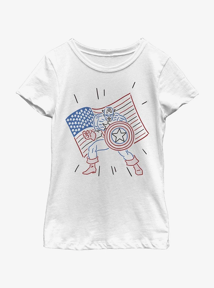 Marvel Captain America Neon Cap Youth Girls T-Shirt