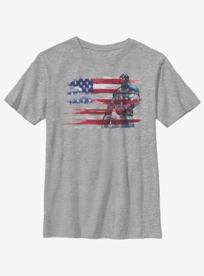 Marvel Captain America Watercolor Flag Youth T-Shirt