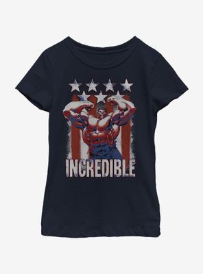 Marvel Hulk Flag Youth Girls T-Shirt