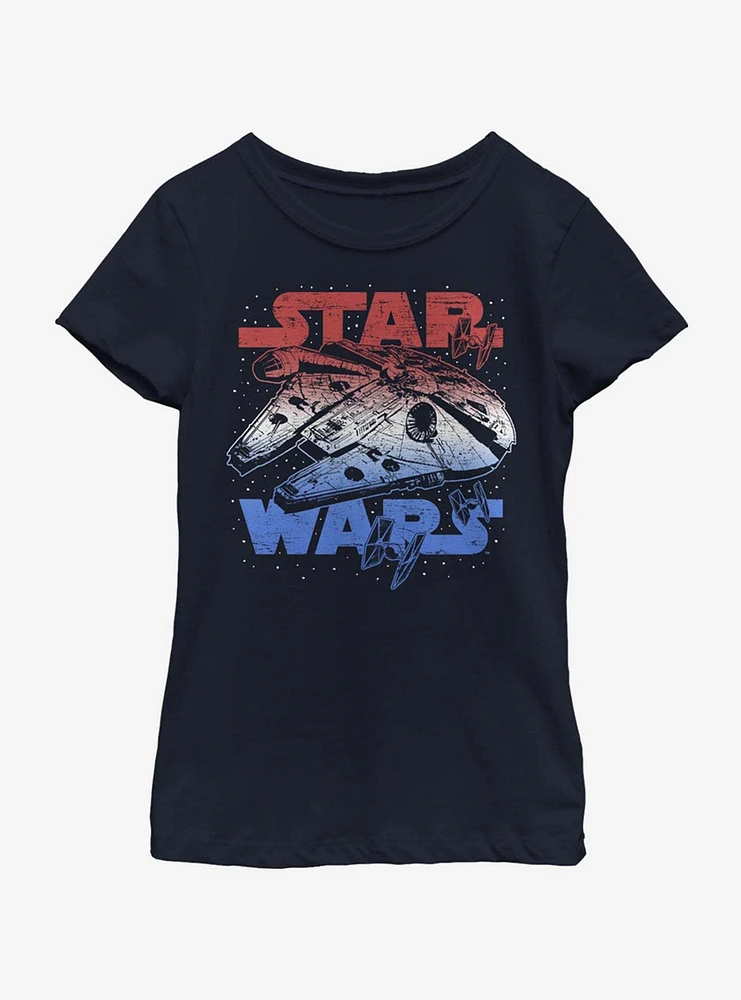 Star Wars Spangled Falcon Youth Girls T-Shirt