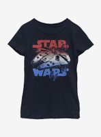 Star Wars Spangled Falcon Youth Girls T-Shirt
