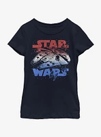 Star Wars Spangled Falcon Youth Girls T-Shirt