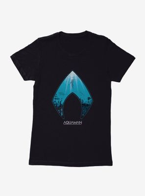 DC Comics Aquaman Icon Sea Background Womens T-Shirt