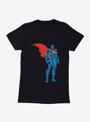 DC Comics Superman Comic Script Silhouette Womens T-Shirt