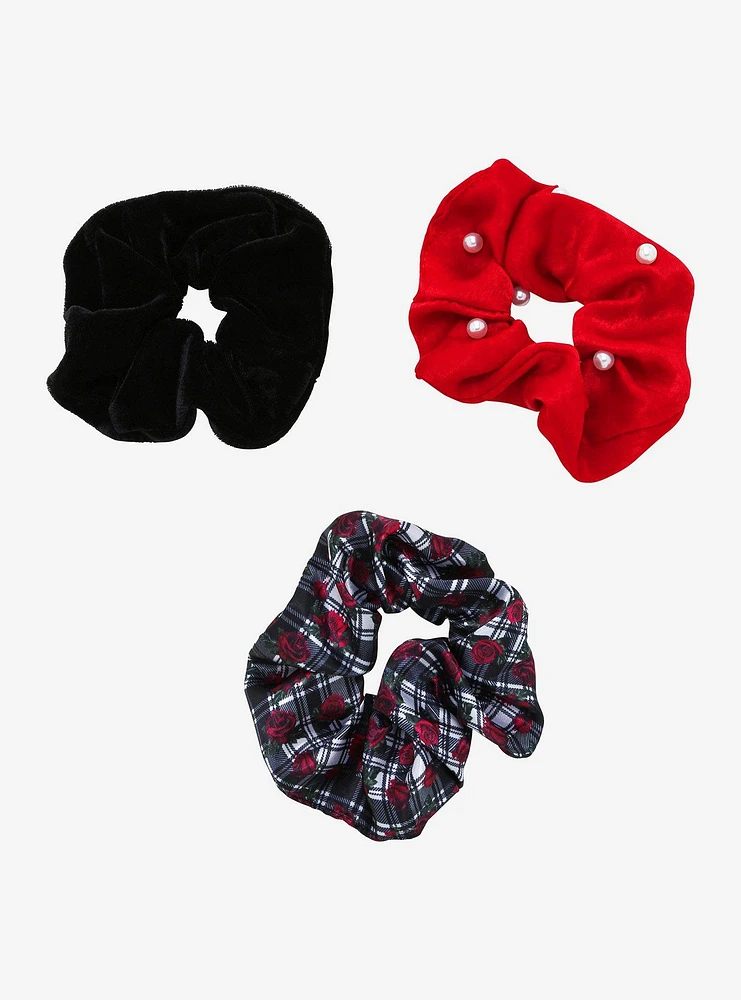 Rose Plaid Scrunchie Set