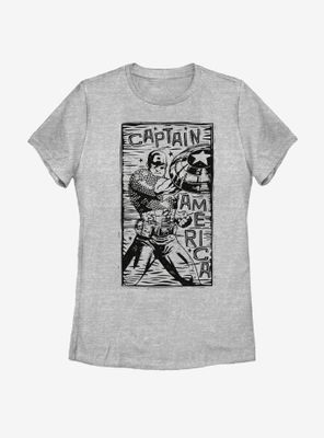 Marvel Captain America Stencil Womens T-Shirt