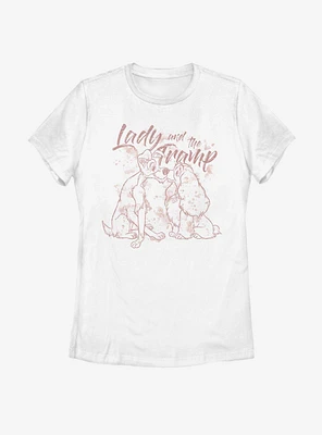 Disney Lady And The Tramp Lineart Womens T-Shirt