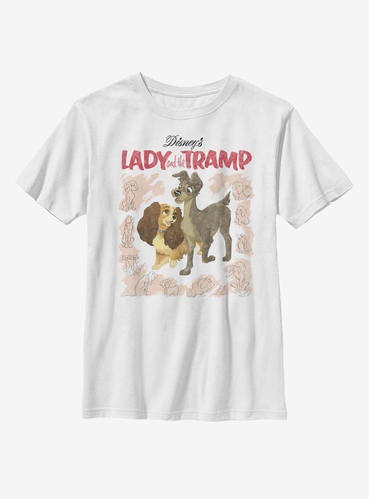 Disney Lady And The Tramp Vintage Cover Youth T-Shirt