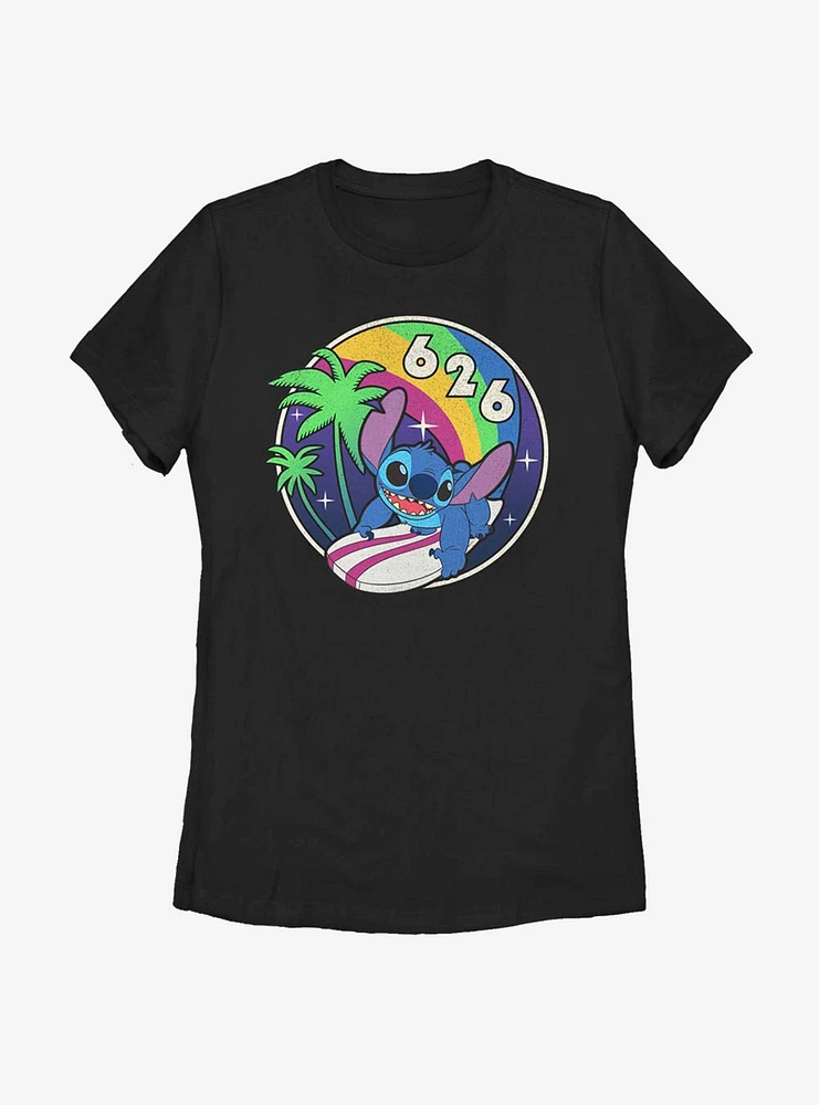 Disney Lilo And Stitch Retro Rainbow Womens T-Shirt