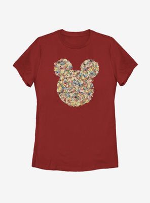 Disney Mickey Mouse Floral Head Womens T-Shirt