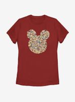 Disney Mickey Mouse Floral Head Womens T-Shirt