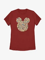 Disney Mickey Mouse Floral Head Womens T-Shirt