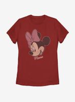 Disney Mickey Mouse Minnie Big Face Distressed Womens T-Shirt