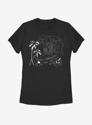 Disney Lilo And Stitch Surf Line Art Womens T-Shirt