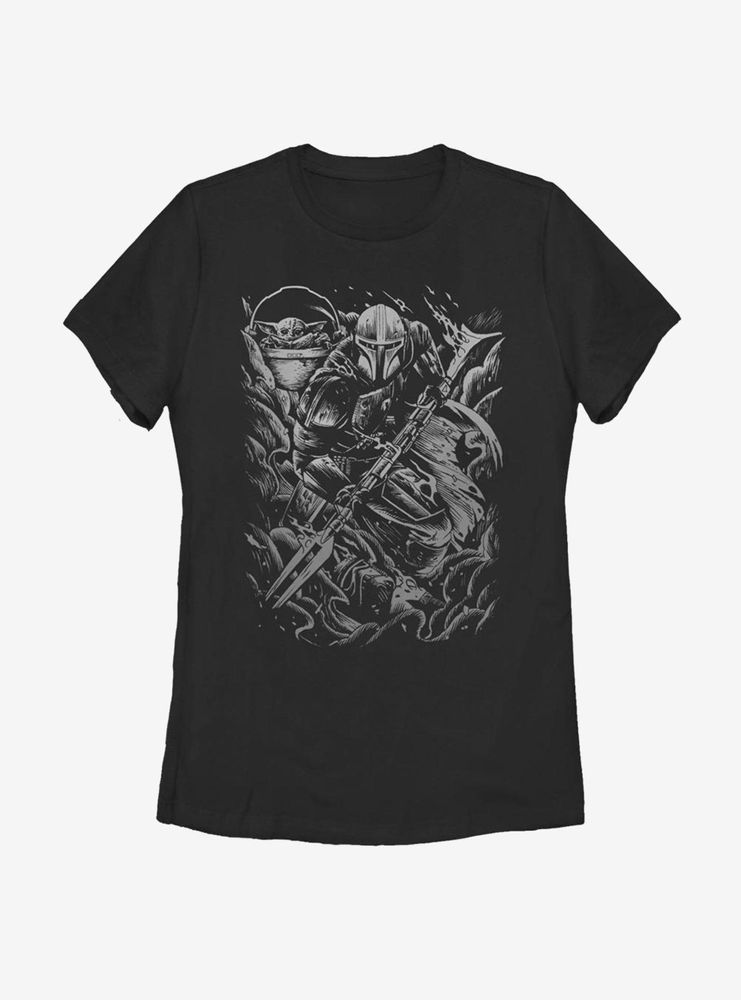 Star Wars The Mandalorian Child Brawl Womens T-Shirt