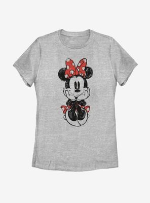 Disney Mickey Mouse Sitting Minnie Sketch Womens T-Shirt