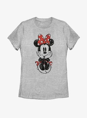 Disney Mickey Mouse Sitting Minnie Sketch Womens T-Shirt