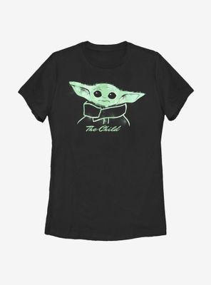 Star Wars The Mandalorian Child Watercolor Smile Womens T-Shirt