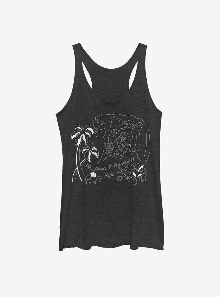 Disney Lilo And Stitch Surf Line Art Womens Tank Top