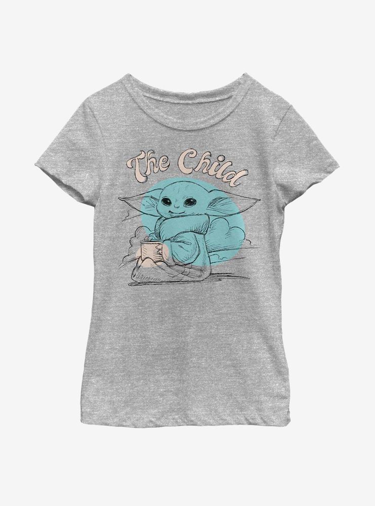 Star Wars The Mandalorian Child Pencil Sketch Youth Girls T-Shirt