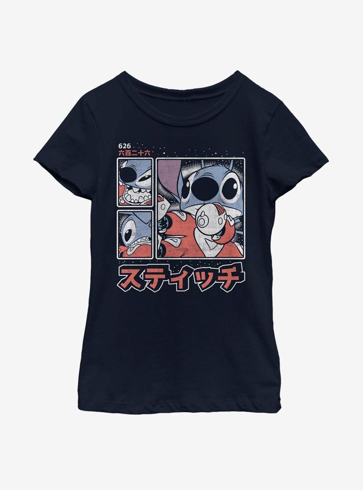 Disney Lilo And Stitch Japanese Text Youth Girls T-Shirt