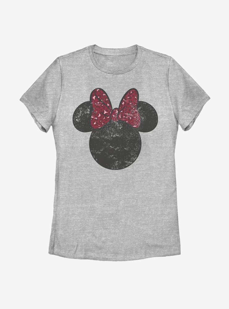 Disney Mickey Mouse Minnie Leopard Bow Womens T-Shirt