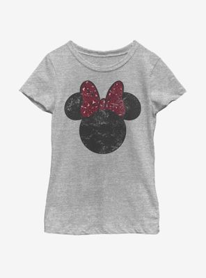 Disney Mickey Mouse Minnie Leopard Bow Youth Girls T-Shirt