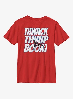 Marvel Spider-Man: Into The Spiderverse Miles Morales Twack Thwip Boom Youth T-Shirt