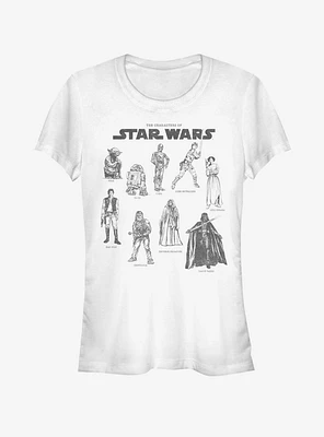 Star Wars Character Chart Girls T-Shirt