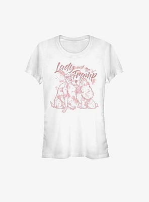 Disney Lady And The Tramp Lineart Girls T-Shirt