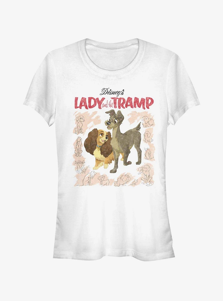 Disney Lady And The Tramp Vintage Cover Girls T-Shirt