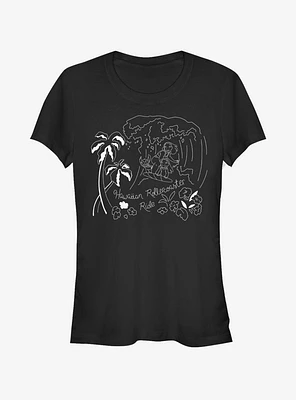 Disney Lilo & Stitch Surf Line Art Girls T-Shirt