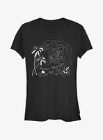 Disney Lilo & Stitch Surf Line Art Girls T-Shirt