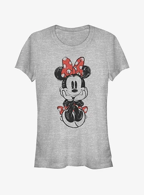 Disney Minnie Mouse Sitting Sketch Girls T-Shirt