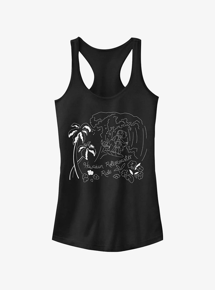 Disney Lilo & Stitch Surf Line Art Girls Tank