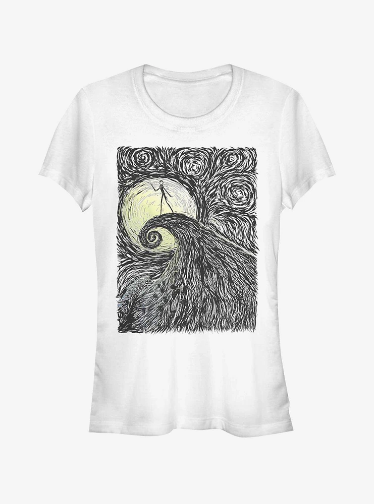 Disney The Nightmare Before Christmas Spiral HIll Painting Classic Girls T-Shirt