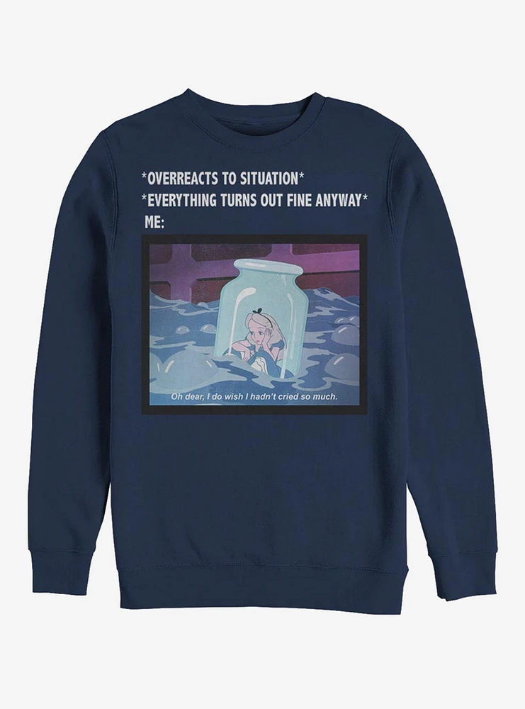 Disney Alice Wonderland Anxiety Meme Crew Sweatshirt