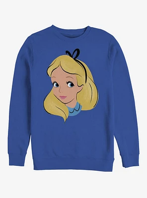 Disney Alice Wonderland Big Face Crew Sweatshirt