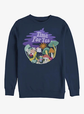 Disney Alice Wonderland Tea Time Filled Crew Sweatshirt